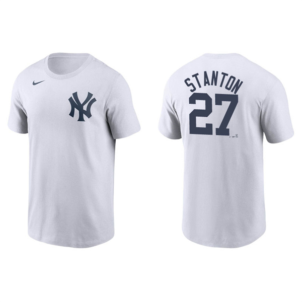 Men's New York Yankees Giancarlo Stanton White Name & Number Nike T-Shirt