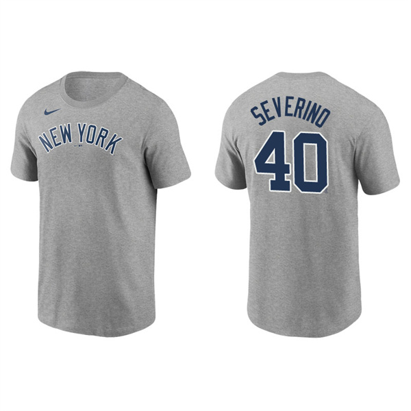 Men's New York Yankees Luis Severino Gray Name & Number Nike T-Shirt