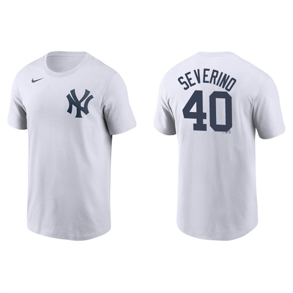 Men's New York Yankees Luis Severino White Name & Number Nike T-Shirt
