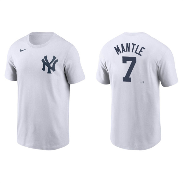 Men's New York Yankees Mickey Mantle White Name & Number Nike T-Shirt