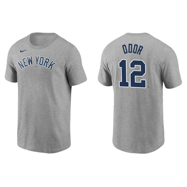 Men's New York Yankees Rougned Odor Gray Name & Number Nike T-Shirt