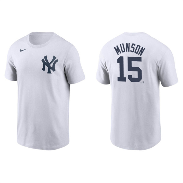 Men's New York Yankees Thurman Munson White Name & Number Nike T-Shirt