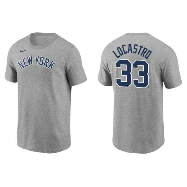 Men's New York Yankees Tim Locastro Gray Name & Number Nike T-Shirt