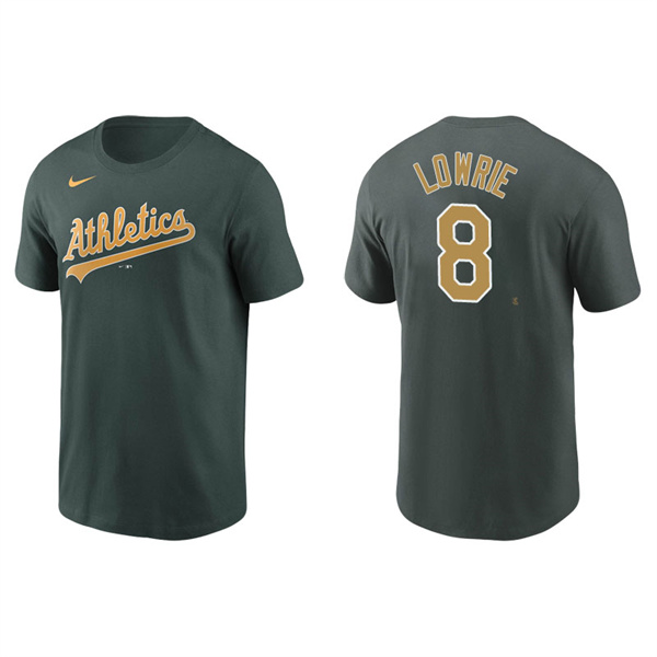 Men's Oakland Athletics Jed Lowrie Green Name & Number Nike T-Shirt