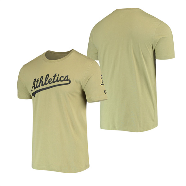 Men's Oakland Athletics New Era Olive Brushed Armed Forces T-Shirt