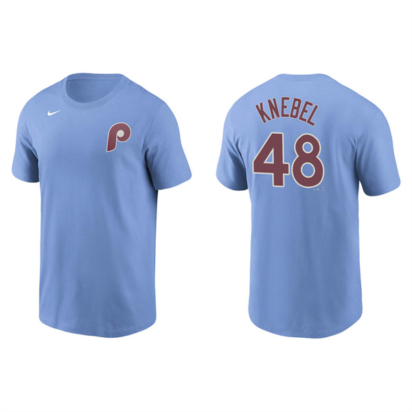 Men's Corey Knebel Philadelphia Phillies Light Blue Name & Number Nike T-Shirt