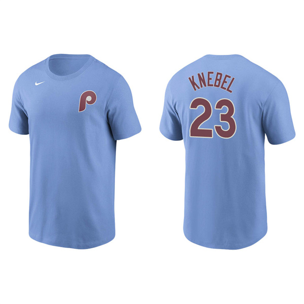 Men's Philadelphia Phillies Corey Knebel Light Blue Name & Number Nike T-Shirt