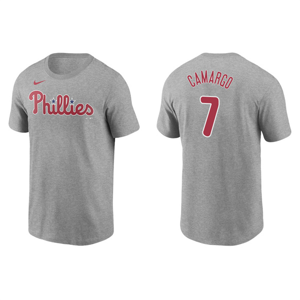 Men's Philadelphia Phillies Johan Camargo Gray Name & Number Nike T-Shirt