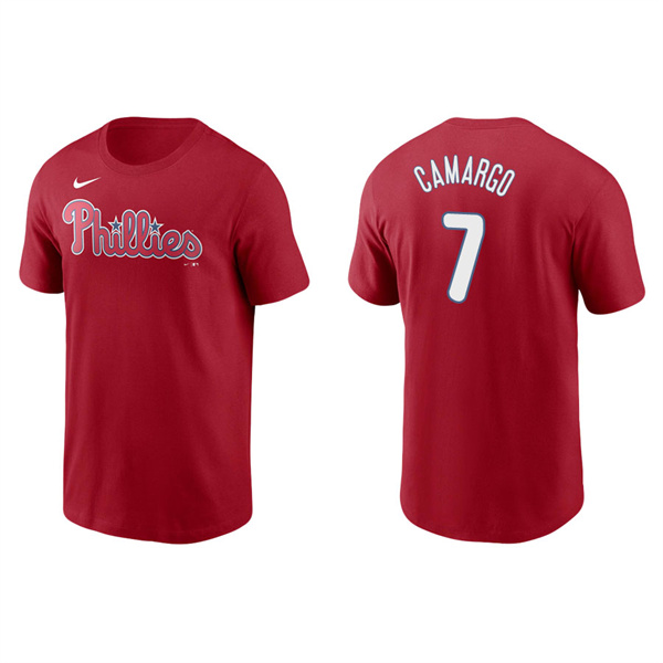 Men's Philadelphia Phillies Johan Camargo Red Name & Number Nike T-Shirt