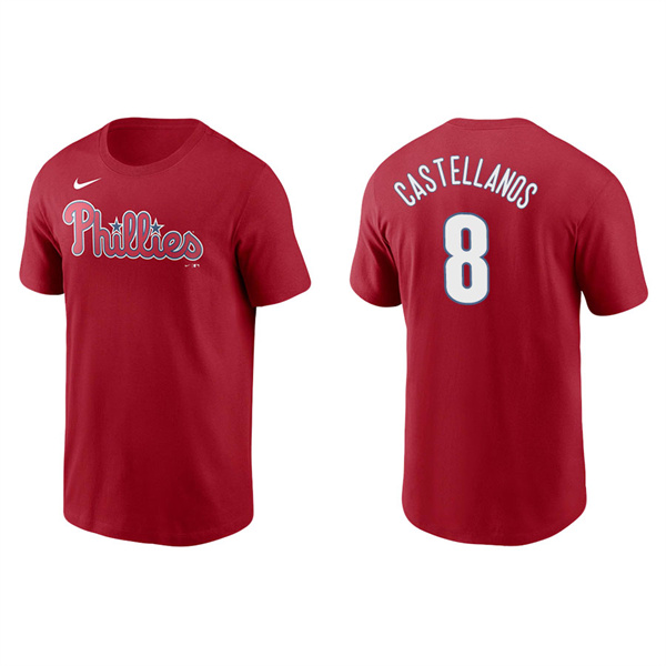 Men's Philadelphia Phillies Nick Castellanos Red Name & Number Nike T-Shirt