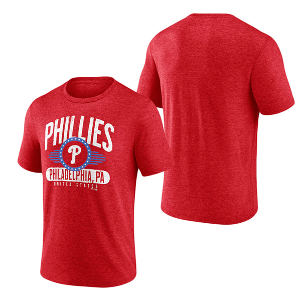 Philadelphia Phillies Heathered Red Badge Of Honor Tri-Blend T-Shirt