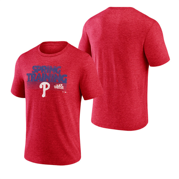 Men's Philadelphia Phillies Fanatics Branded Red 2022 MLB Spring Training Grapefruit League Spring Fade Tri-Blend T-Shirt