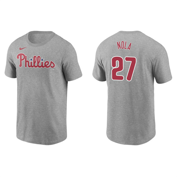 Men's Philadelphia Phillies Aaron Nola Gray Name & Number Nike T-Shirt