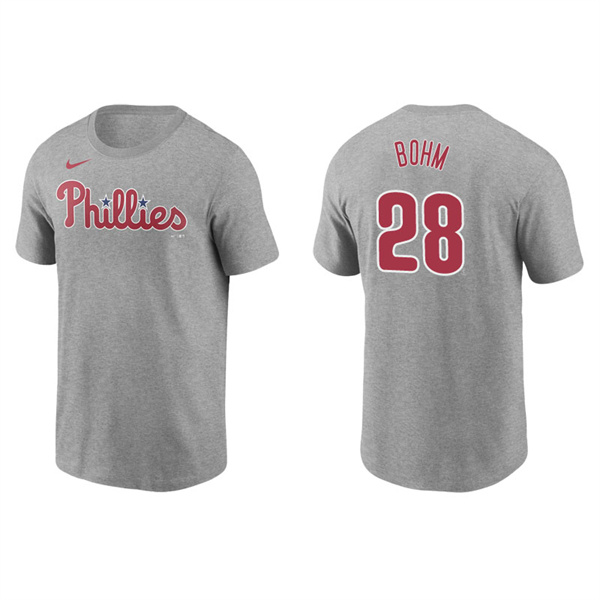 Men's Philadelphia Phillies Alec Bohm Gray Name & Number Nike T-Shirt