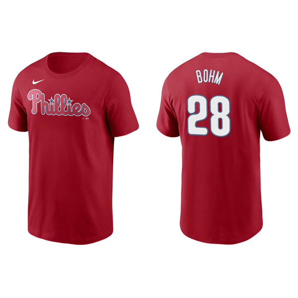 Men's Philadelphia Phillies Alec Bohm Red Name & Number Nike T-Shirt