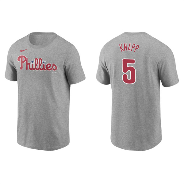 Men's Philadelphia Phillies Andrew Knapp Gray Name & Number Nike T-Shirt