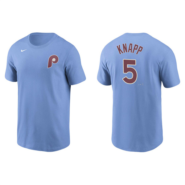 Men's Philadelphia Phillies Andrew Knapp Light Blue Name & Number Nike T-Shirt