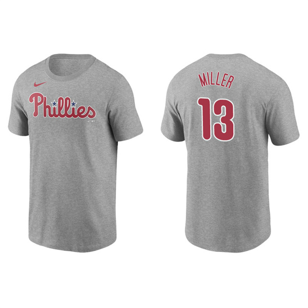 Men's Philadelphia Phillies Brad Miller Gray Name & Number Nike T-Shirt
