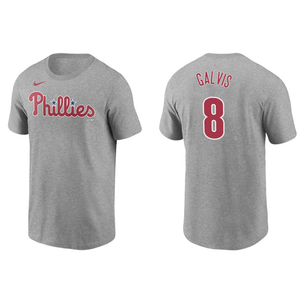 Men's Philadelphia Phillies Freddy Galvis Gray Name & Number Nike T-Shirt