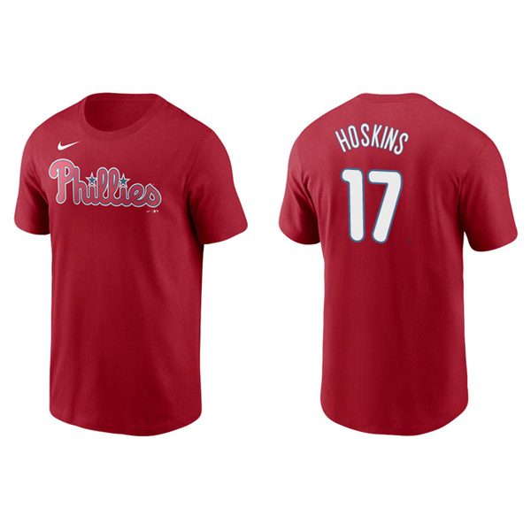 Men's Philadelphia Phillies Rhys Hoskins Red Name & Number Nike T-Shirt