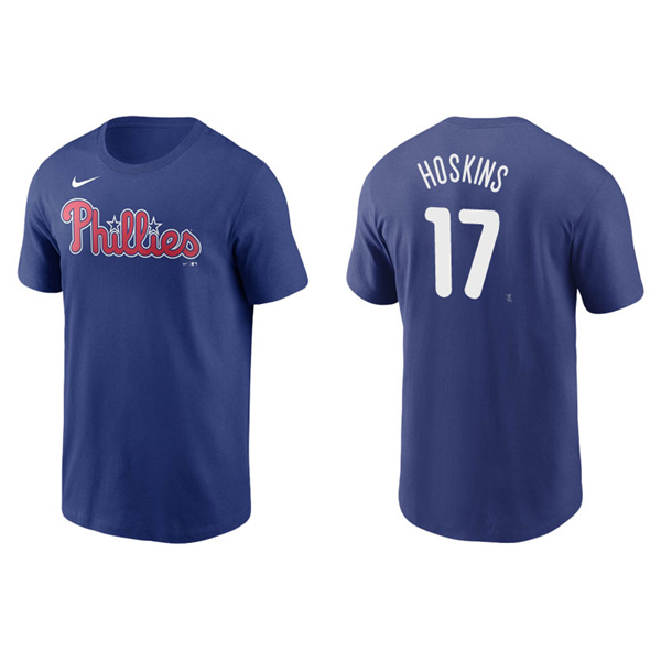 Men's Philadelphia Phillies Rhys Hoskins Royal Name & Number Nike T-Shirt