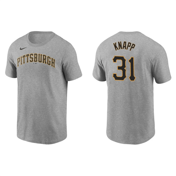 Men's Pittsburgh Pirates Andrew Knapp Gray Name & Number Nike T-Shirt