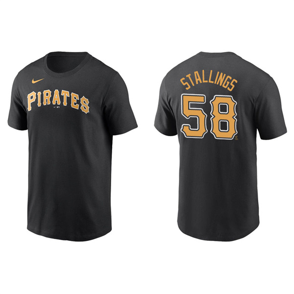 Men's Pittsburgh Pirates Jacob Stallings Black Name & Number Nike T-Shirt