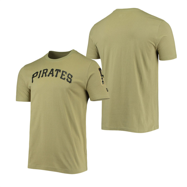Men's Pittsburgh Pirates New Era Olive Brushed Armed Forces T-Shirt