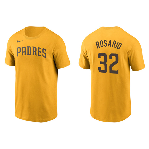 Men's San Diego Padres Eguy Rosario Gold Name & Number Nike T-Shirt