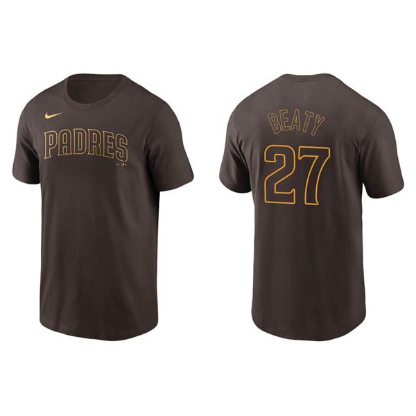 Men's San Diego Padres Matt Beaty Brown Name & Number Nike T-Shirt