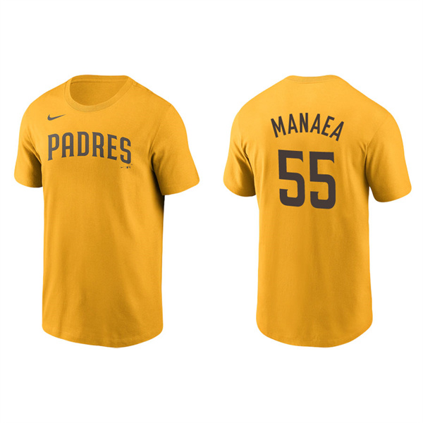 Men's San Diego Padres Sean Manaea Gold Name & Number Nike T-Shirt