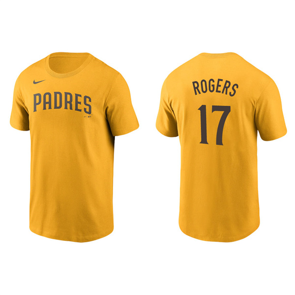 Men's San Diego Padres Taylor Rogers Gold Name & Number Nike T-Shirt