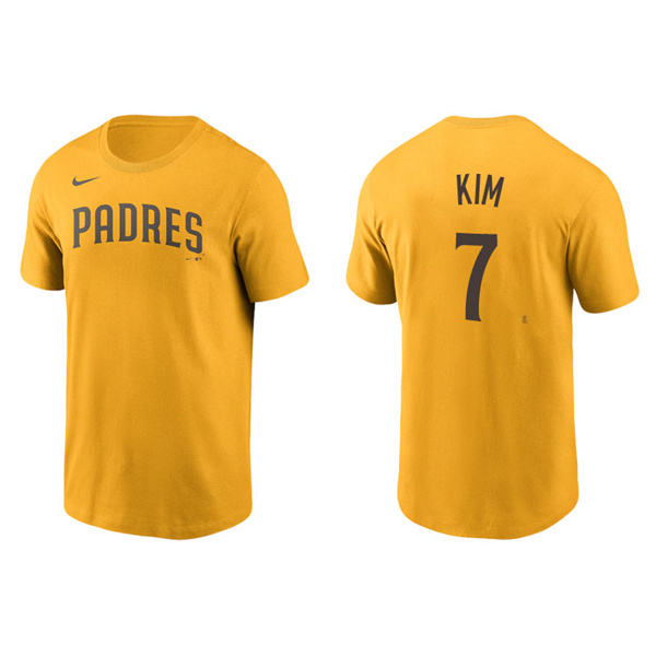 Men's San Diego Padres Ha-Seong Kim Gold Name & Number Nike T-Shirt