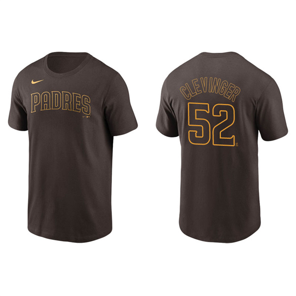 Men's San Diego Padres Mike Clevinger Brown Name & Number Nike T-Shirt