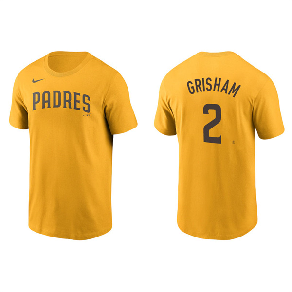 Men's San Diego Padres Trent Grisham Gold Name & Number Nike T-Shirt