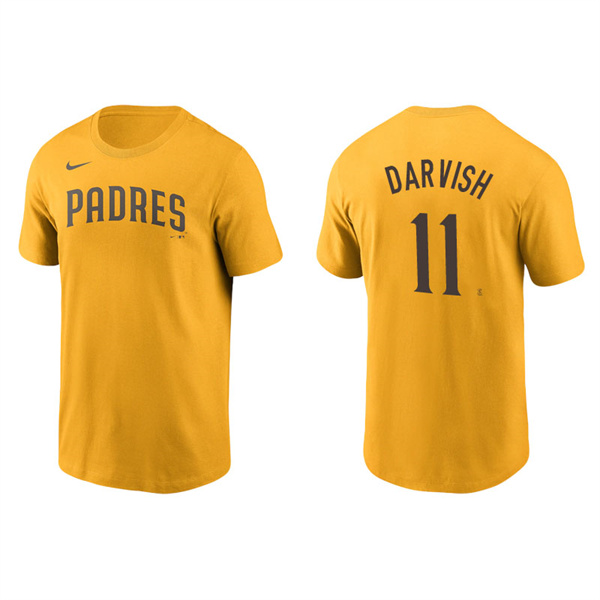 Men's San Diego Padres Yu Darvish Gold Name & Number Nike T-Shirt