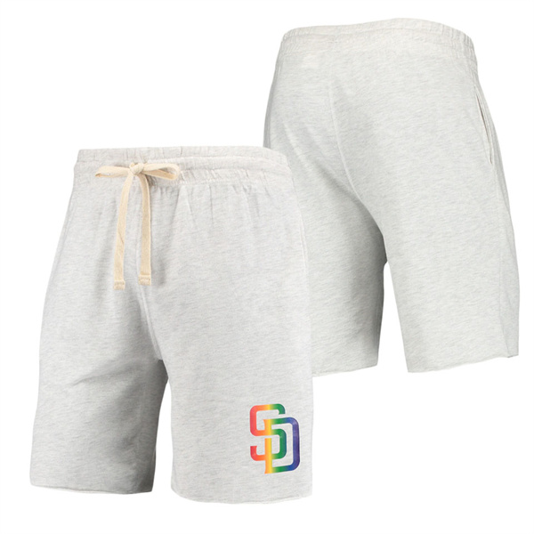 San Diego Padres Concepts Sport Oatmeal Mainstream Logo Terry Tri-Blend Shorts
