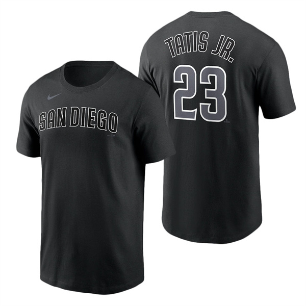Men's San Diego Padres Fernando Tatis Jr. Nike Black & White Name & Number T-Shirt