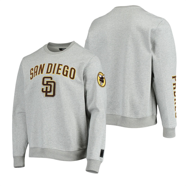 Men's San Diego Padres Pro Standard Heathered Gray Stacked Logo Pullover Sweatshirt