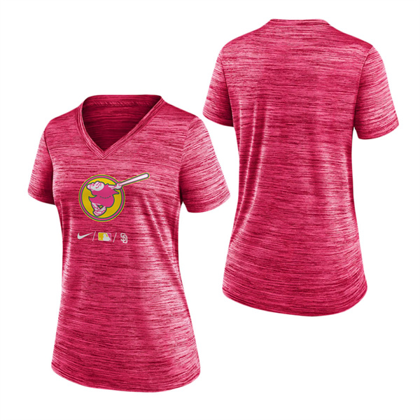 Women's San Diego Padres Pink 2022 City Connect Velocity V-Neck T-Shirt