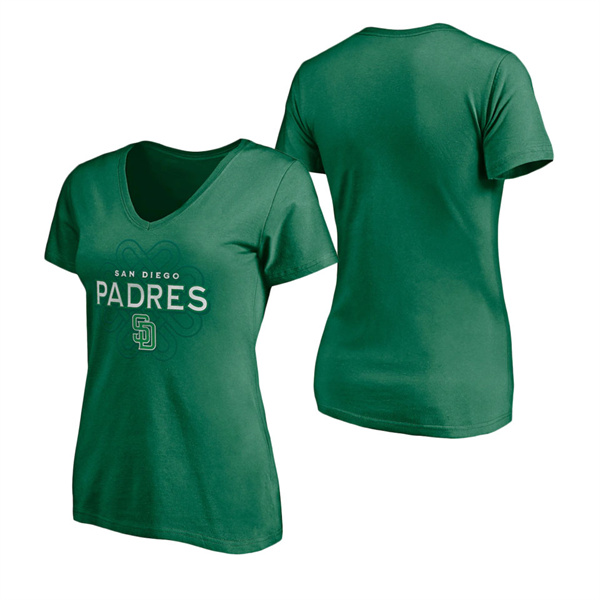 Women's San Diego Padres Fanatics Branded Kelly Green St. Patrick's Day Team Celtic Knot V-Neck T-Shirt