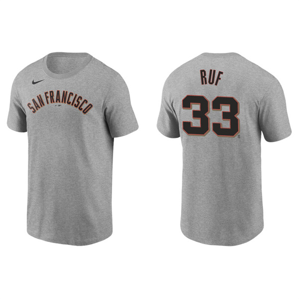 Men's San Francisco Giants Darin Ruf Gray Name & Number Nike T-Shirt