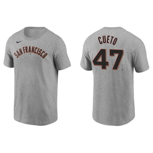 Men's San Francisco Giants Johnny Cueto Gray Name & Number Nike T-Shirt