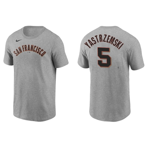 Men's San Francisco Giants Mike Yastrzemski Gray Name & Number Nike T-Shirt