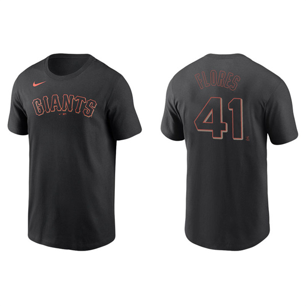 Men's San Francisco Giants Wilmer Flores Black Name & Number Nike T-Shirt