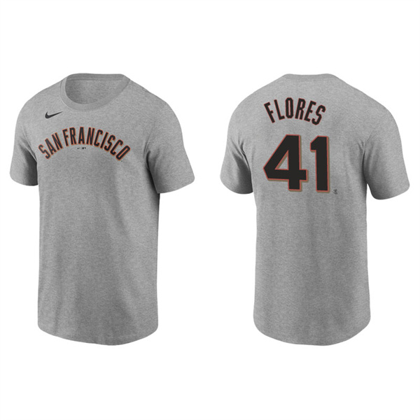 Men's San Francisco Giants Wilmer Flores Gray Name & Number Nike T-Shirt