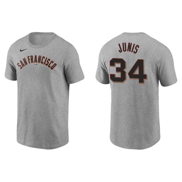 Men's San Francisco Giants Jakob Junis Gray Name & Number Nike T-Shirt