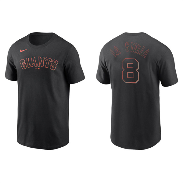 Men's San Francisco Giants Tommy La Stella Black Name & Number Nike T-Shirt