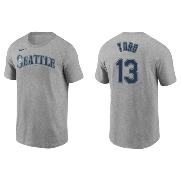 Men's Seattle Mariners Abraham Toro Gray Name & Number Nike T-Shirt
