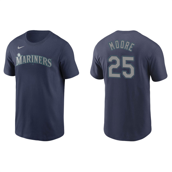 Men's Seattle Mariners Dylan Moore Navy Name & Number Nike T-Shirt